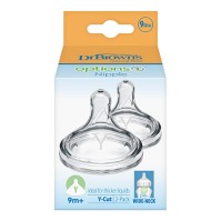 Dr. Browns Options+ Θηλές Σιλικόνης για Μπιμπερό με Φαρδύ Λαιμό Y-Cut 9m+ 2 τεμάχια