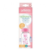 Dr. Browns Μπιμπερό με Φαρδύ Λαιμό Πλαστικό Options+ & Θηλή Σιλικόνης Ροζ 270ml