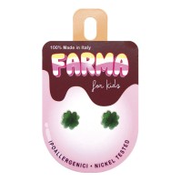 Farma Bijoux Υποαλλεγικά Σκουλαρίκια for Kids Ακρυλικό Τριφύλλι Πράσινο 8mm