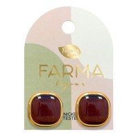 Farma Bijoux Earrings Gold with Brown Quartz 16mm