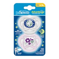 Dr. Browns Advantage Πιπίλα Σιλικόνης Νυκτός 6-18m 2 τεμάχια