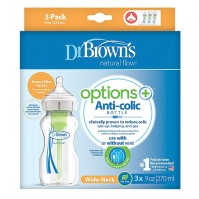 Dr. Browns Μπιμπερό με Φαρδύ Λαιμό Πλαστικό Options+ & Θηλή Σιλικόνης 3x270ml