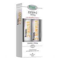 Power Health Ester-C γεύση Ροδάκινο 20 αναβράζοντα δισκία & Vitamin C 500mg 20 αναβράζοντα δισκία