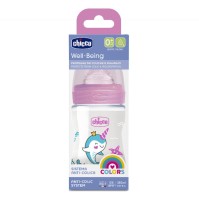 Chicco Well Being Plastic Baby Bottle 0m+ Pink 150ml