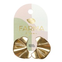 Farma Bijoux Earrings Golden Fans 25x13mm