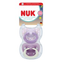 Nuk First Choice Classic Day and Night Silicone Soother 6-18m Purple 2 τεμάχια