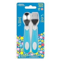 Dr. Browns Soft Grip Spoon and Fork Set 12m+ Blue 2 τεμάχια