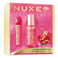 Nuxe Huile Prodigieuse Or Floral Multi-Purpose Dry Oil Roll-On 60ml & Very Rose Plumping Lip Serum 8ml & Pink Hair Clip