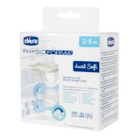 Chicco Physioforma Dual Soft Πιπίλα Σιλικόνης Γκρι-Σιέλ 2-6m 2 τεμάχια