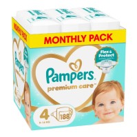 Pampers Monthly Pack Premium Care No. 4 (9-14 kg) 188 τεμάχια