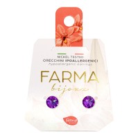 Farma Bijoux Υποαλλεγικά Σκουλαρίκια Κρύσταλλα Μωβ 6.3mm