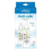 Dr. Browns Anti-Colic Options+ Plastic Baby Bottle Narrow Κουκουβάγια-Αρκούδα 2x250ml