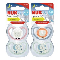 Nuk Space Night Soother Διάφορα Σχέδια 6-18m 2 τεμάχια