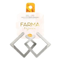 Farma Bijoux Υποαλλεργικά Σκουλαρίκια Κρίκοι Ασημί Τετράγωνοι 40mm