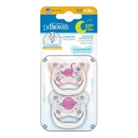 Dr. Browns Prevent Night Orthodontic Soother 6-18m Pink 2 τεμάχια