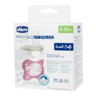 Chicco Physioforma Dual Soft Πιπίλα Σιλικόνης Γκρι-Ροζ 6-16m 2 τεμάχια