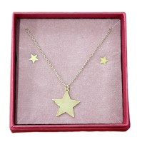 Farma Bijoux Υποαλλεγικά Σκουλαρίκια Χρυσά 18k Αστέρια 7mm & Κολιέ Χρυσό Αστέρι 20mm