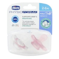 Chicco Physioforma Mini Soft Πιπίλα Σιλικόνης Ροζ 2-6m 2 τεμάχια