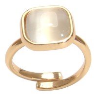 Farma Bijoux Υποαλλεργικό Δαχτυλίδι με Λευκό Χαλαζία