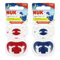 Nuk Signature Night Πιπίλα Σιλικόνης με Θήκη Διάφορα Σχέδια 6-18m 2 τεμάχια