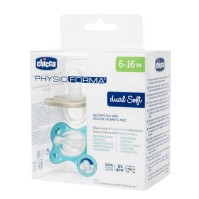 Chicco Physioforma Dual Soft Πιπίλα Σιλικόνης Γκρι-Σιέλ 6-16m 2 τεμάχια
