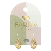 Farma Bijoux Earrings Drop Hoops with Zircon 14mm