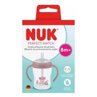 Nuk Perfect Match Learner Bottle Straw 8m+ Pink Bear 150ml