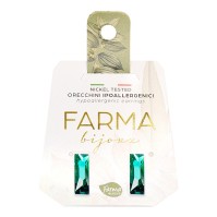 Farma Bijoux Υποαλλεγικά Σκουλαρίκια Κρύσταλλα Σμαραγδί 12x4mm
