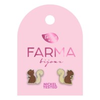 Farma Bijoux Earrings for Kids  Squirrels 8mm
