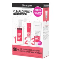 Neutrogena Clear and Defend+ Facial Wash 200ml & Daily Serum 30ml & Gel Moisturiser 50ml