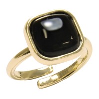 Farma Bijoux Υποαλλεργικό Δαχτυλίδι με Μαύρο Χαλαζία