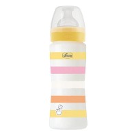 Chicco Well Being Πλαστικό Μπιμπερό με Ρίγες 4m+ 330ml