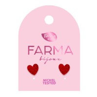 Farma Bijoux Earrings for Kids Acrylic Red Hearts 7.5mm