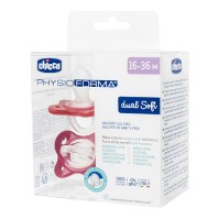Chicco Physioforma Dual Soft Πιπίλα Σιλικόνης Κόκκινο-Ροζ 16-36m 2 τεμάχια