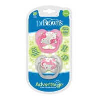 Dr. Browns Advantage Πιπίλα Σιλικόνης Νυκτός 0-6m Ροζ-Γκρι 2 τεμάχια