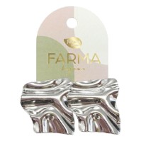 Farma Bijoux Earrings Hammered Leaf 31mm