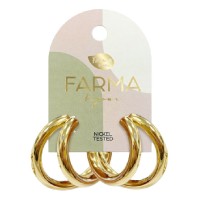 Farma Bijoux Earrings Large Double Gold Hoop 31mm