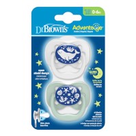 Dr. Browns Advantage Πιπίλα Σιλικόνης Νυκτός 0-6m Πράσινο-Γκρι 2 τεμάχια