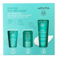 Apivita Just Bee Clear Blemish Control Mattifying Moisturizer 40ml & Pore Minimizing Purifying Lotion 50ml & Purifying Cleanser Gel 50ml