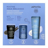 Apivita Aqua Beelicious Gel-Cream Light Texture 40ml & Toner 50ml & Black Detox Cleansing Jelly 50ml