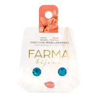 Farma Bijoux Υποαλλεγικά Σκουλαρίκια Κρύσταλλα Μπλε 6.3mm