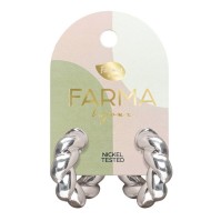 Farma Bijoux Earrings Silver Braided Hoops 30mm