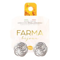Farma Bijoux Υποαλλεργικά Σκουλαρίκια Φωλιά Ασημί 15mm