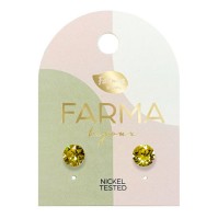 Farma Bijoux Earrings Yellow-Gold Crystals 6.2mm