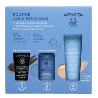Apivita Aqua Beelicious Fluid Cream SPF30 Tinted 40ml & Toner 50ml & Black Detox Cleansing Jelly 50ml