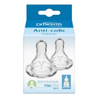 Dr. Browns Anti-Colic Nipple Narrow Baby Bottle Y-Cut 9m+ 2 τεμάχια