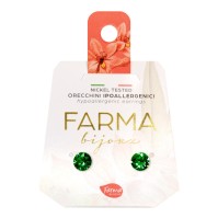 Farma Bijoux Υποαλλεγικά Σκουλαρίκια Κρύσταλλα Σμαραγδί 6.2mm