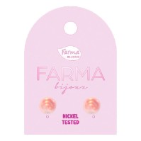 Farma Bijoux Earrings for Kids Pink Pearls 4mm