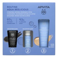 Apivita Aqua Beelicious Fluid Cream SPF30 Tinted 40ml & Booster 10ml & Black Detox Jelly Cleanser 15ml