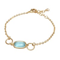 Farma Bijoux Υποαλλεργικό Βραχιόλι με Χάντρα Τιρκουάζ Χαλαζία